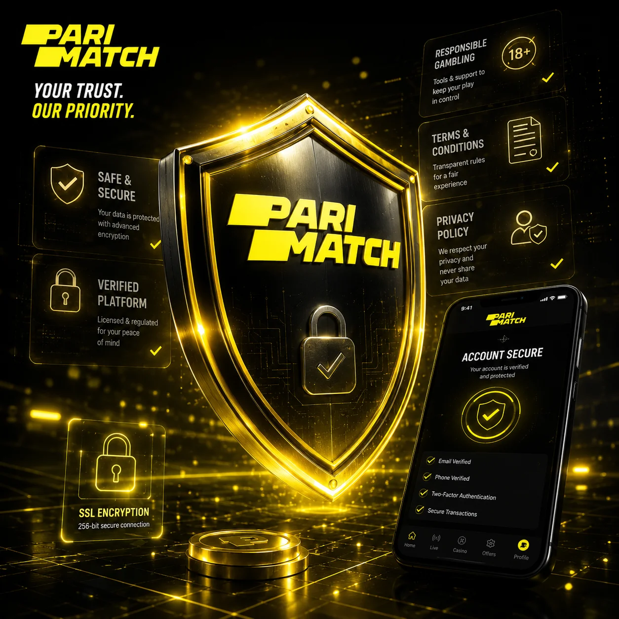 SSL-шифрование и защита данных игроков Parimatch
